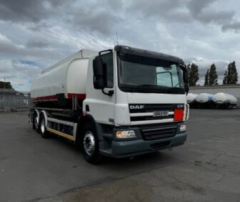 2013 DAF CF75.310 6x2 fuel tanker with 20,000L aluminium barrel, manual gearbox, and Mechatronic metering system