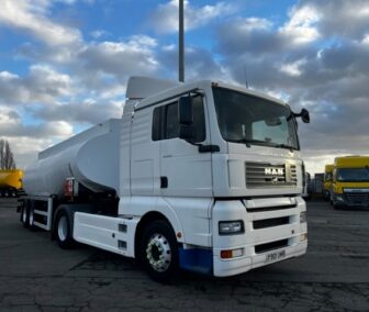 Used MAN TGA Unit Pulling Heil Fuel Tanker Trailer for Export to Africa: Reliable & Efficient UK-Sourced Solution for Fuel Transportation.