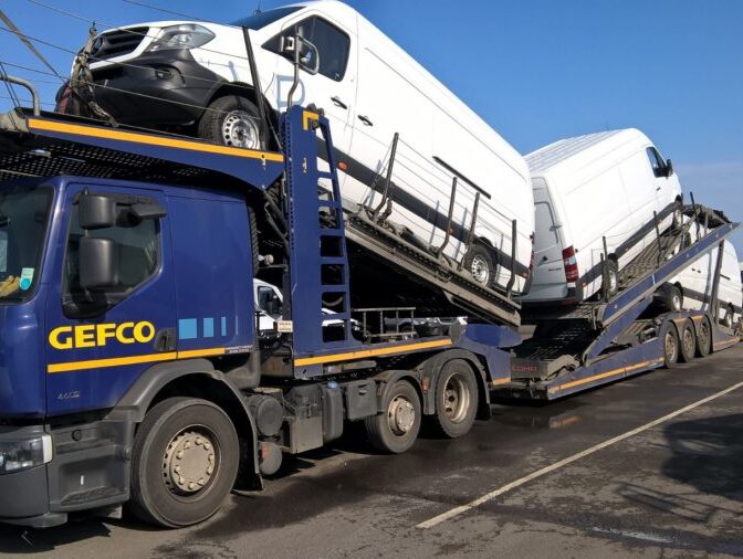 Three Mercedes-Benz Vans being exported from the UK.