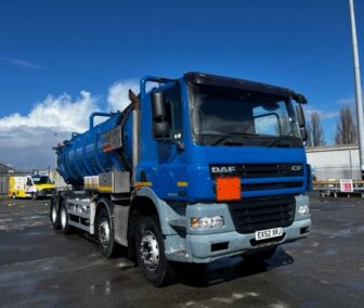 Blue DAF Tanker Truck, with a large shot of a tank on the side.