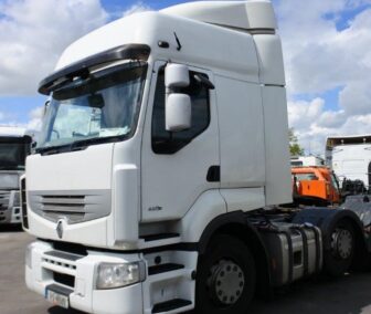 Renault White Truck, tractor unit parked at Clugston International.