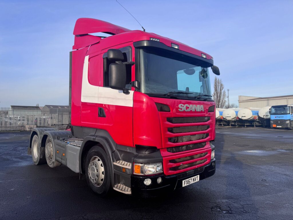 Red 2018 Scania R450 6x2 mid-lift tractor unit (FX67 NVT) - Worldwide shipping available