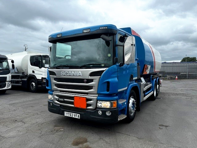 Top 10 used trucks for malta: scania p-series tanker in blue, showcasing robust design ideal for fuel transport in malta