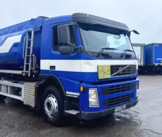 Used 2007 Volvo FM9.340 fuel tanker with 13,000 litre capacity, 5 compartments, blue and white livery, right hand drive, Irish registered, available for worldwide export from UK