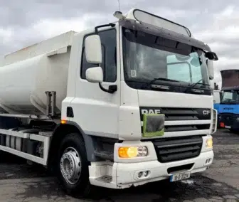 Used DAF CF75.310 13000L fuel tanker for the Guyana market with Georgetown Port delivery available and CARICOM spec right hand drive UK export petroleum transport vehicle