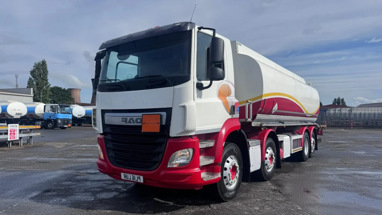 Used 2016 DAF CF410 8x2 automatic fuel tanker, 25,000 litre capacity, digital metering, Euro 6 compliant, for sale.